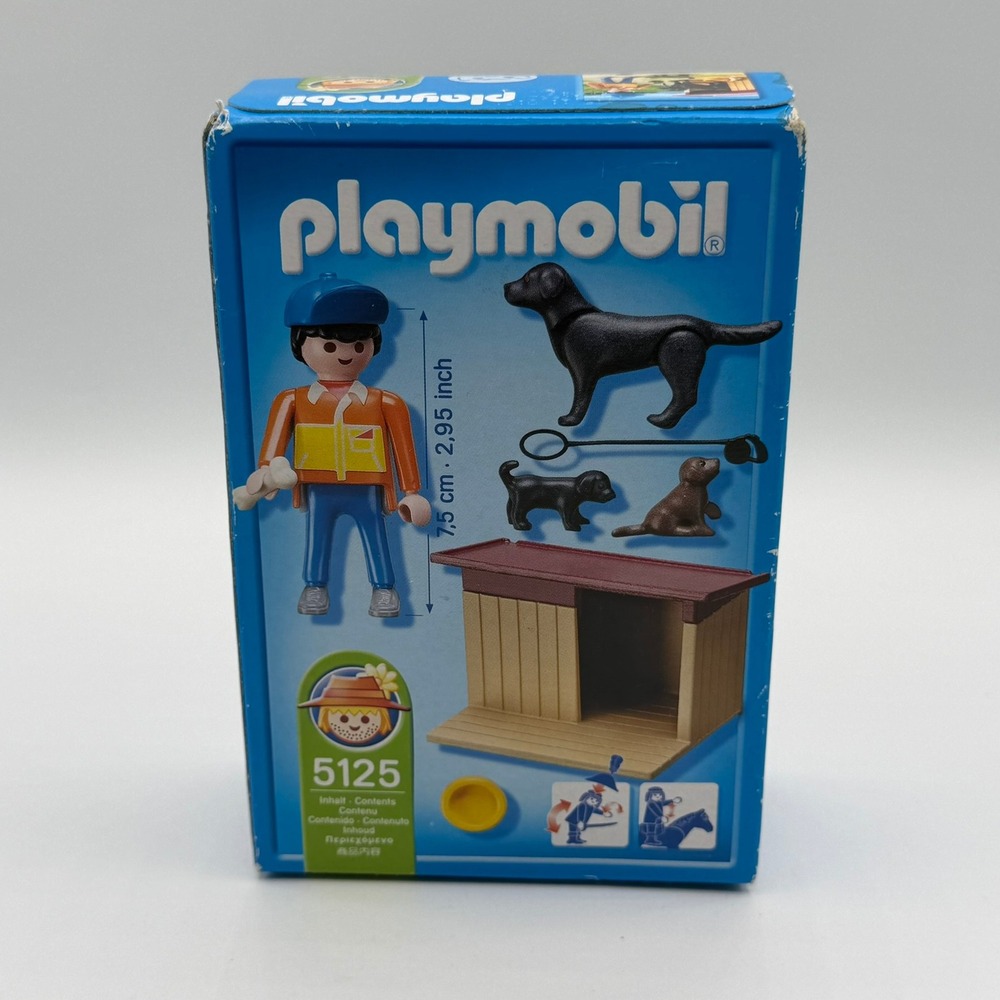 Playmobil 5125 Dog Trainer with Doghouse City Life Animals Set New in Box 2010